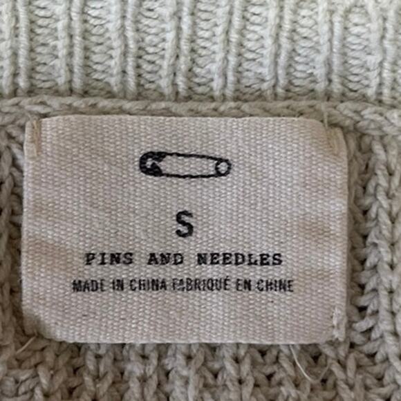 Pins and Needles Gray Knitted Lace Trim Crewneck Long Sleeve Pullover Sweater S - Picture 3 of 4